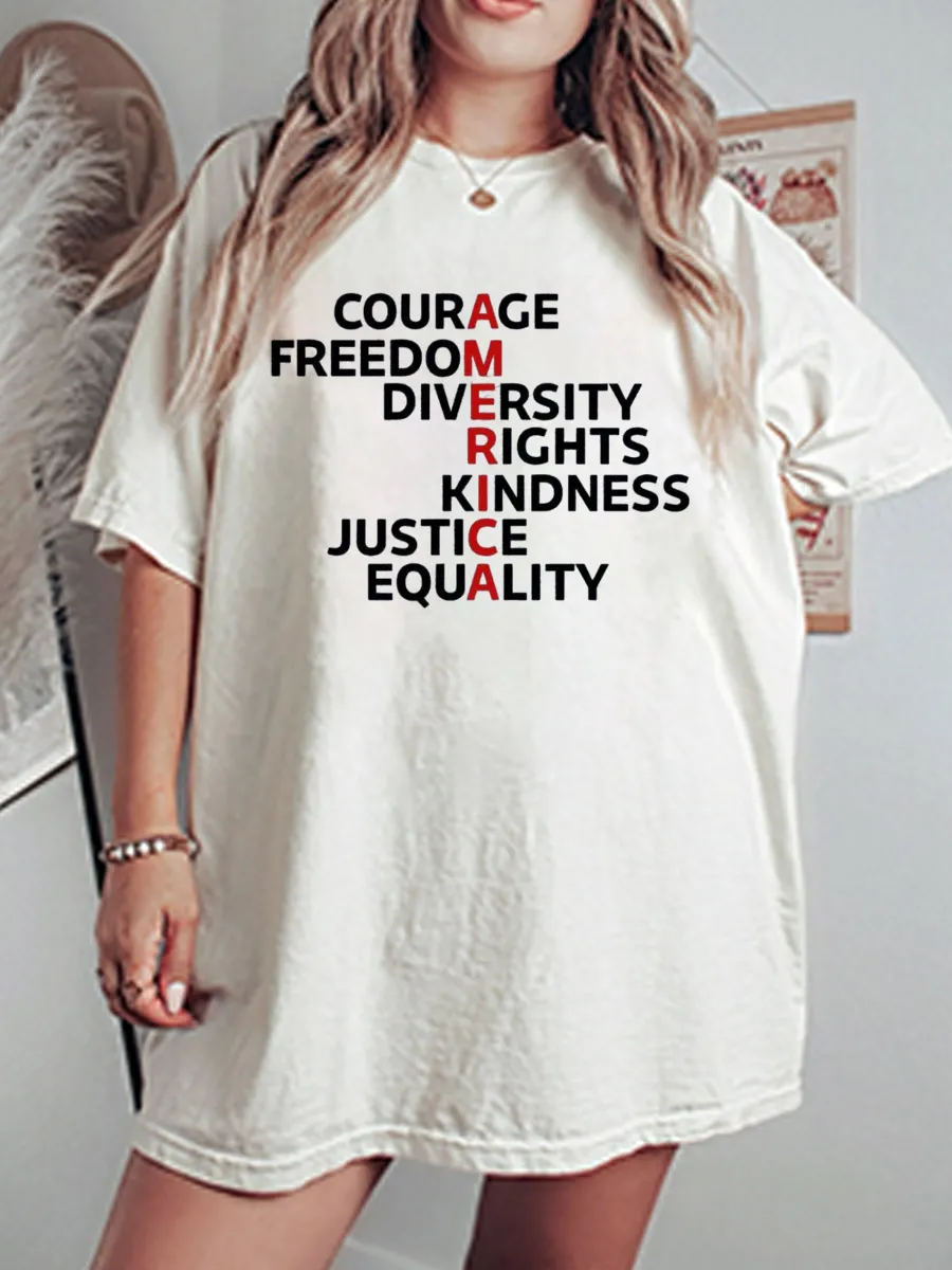 Vintage Courage Freedom Diversity Right Kindness Oversize Graphic Tee
