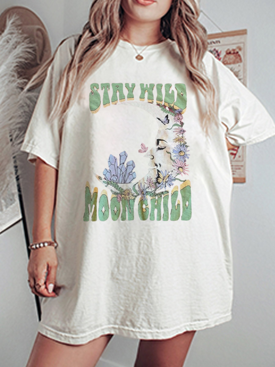 Vintage Stay Wild Moon Child Oversize Graphic Tee