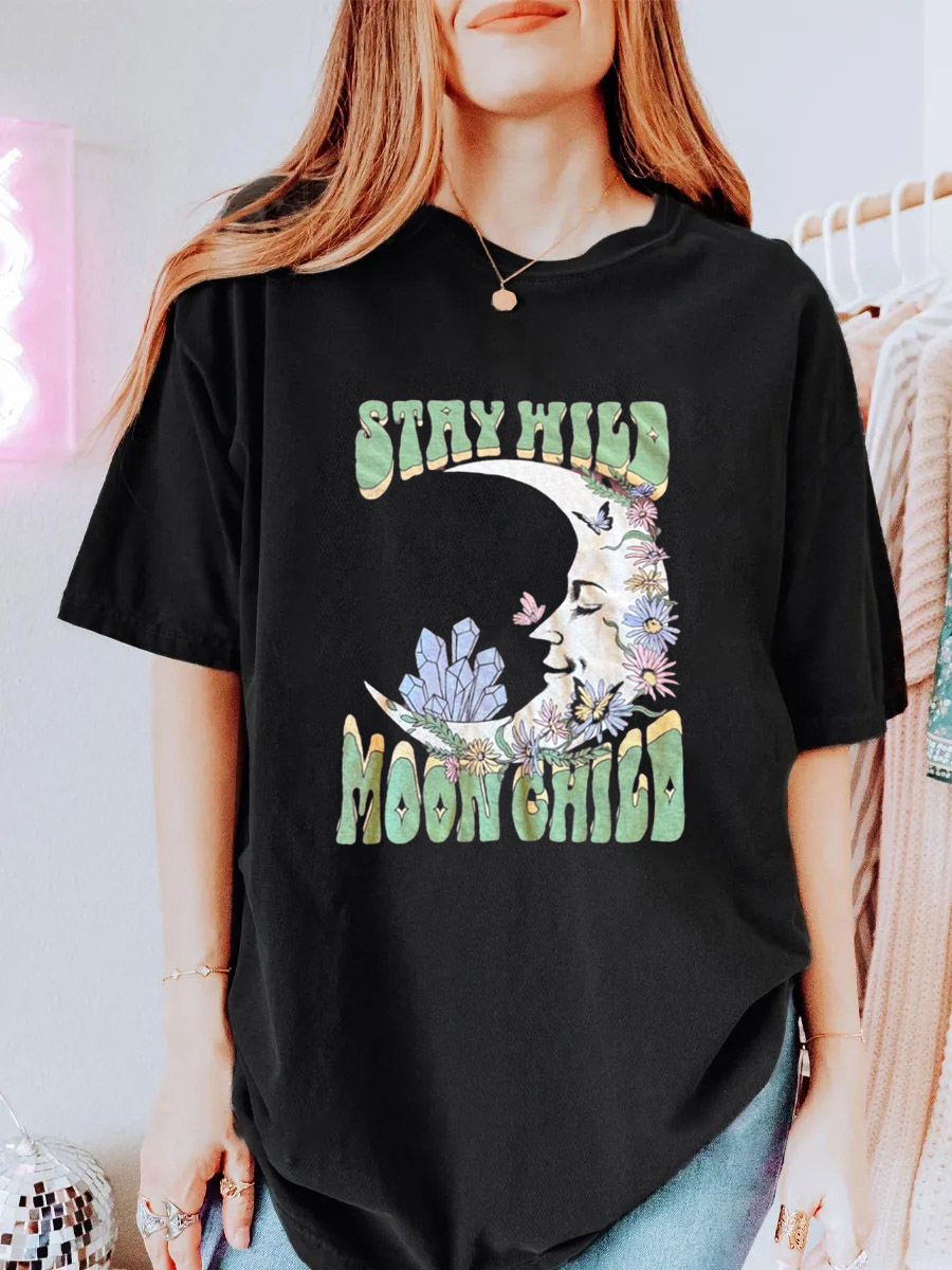 Vintage Stay Wild Moon Child Oversize Graphic Tee
