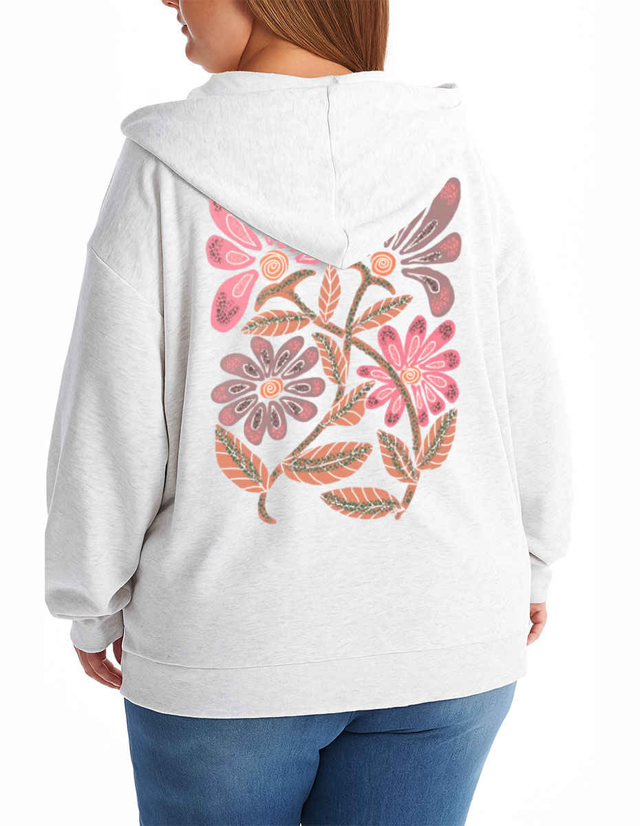 Vintage Daisy Flower Zip Hoodie