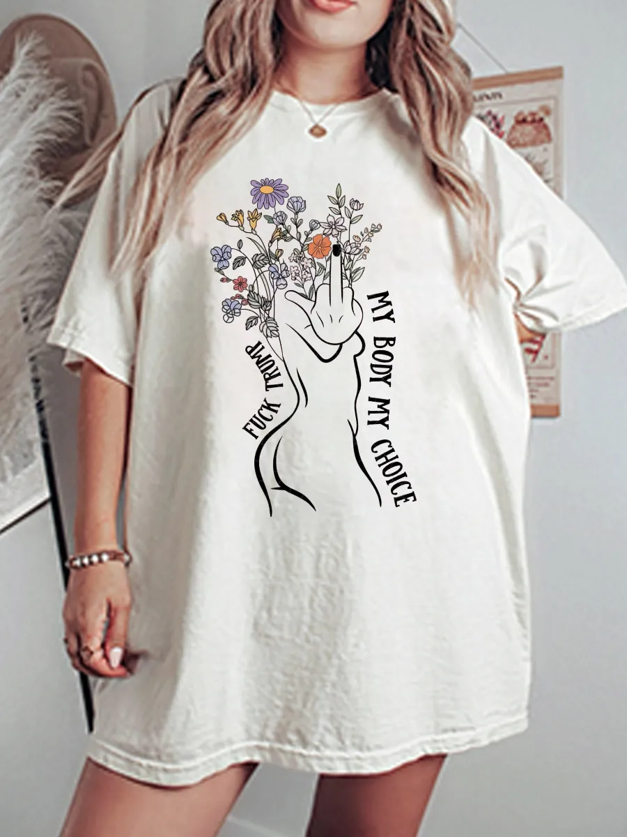 Vintage My Body My Choice Oversize Graphic Tee