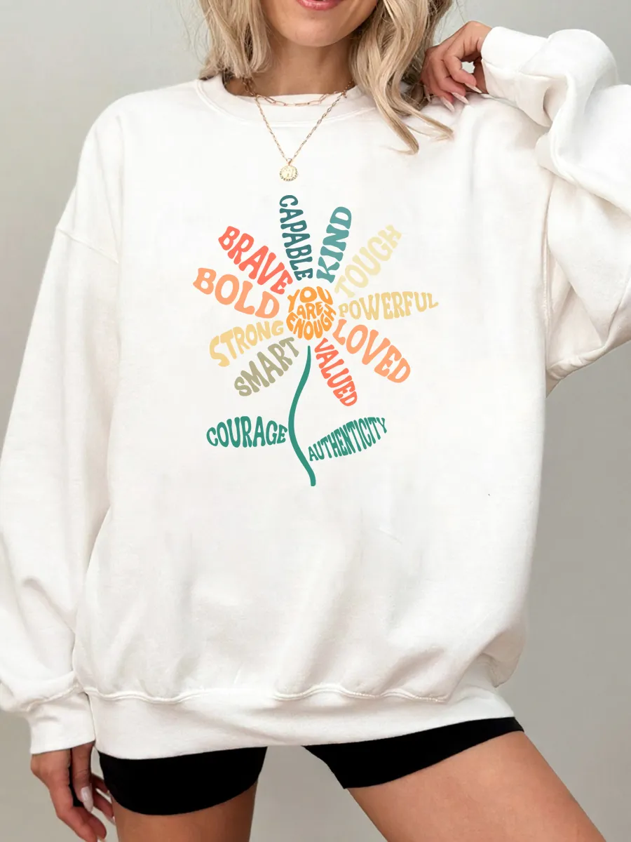 Vintage You Are Enough Oversize Graphic Sweatshirt
