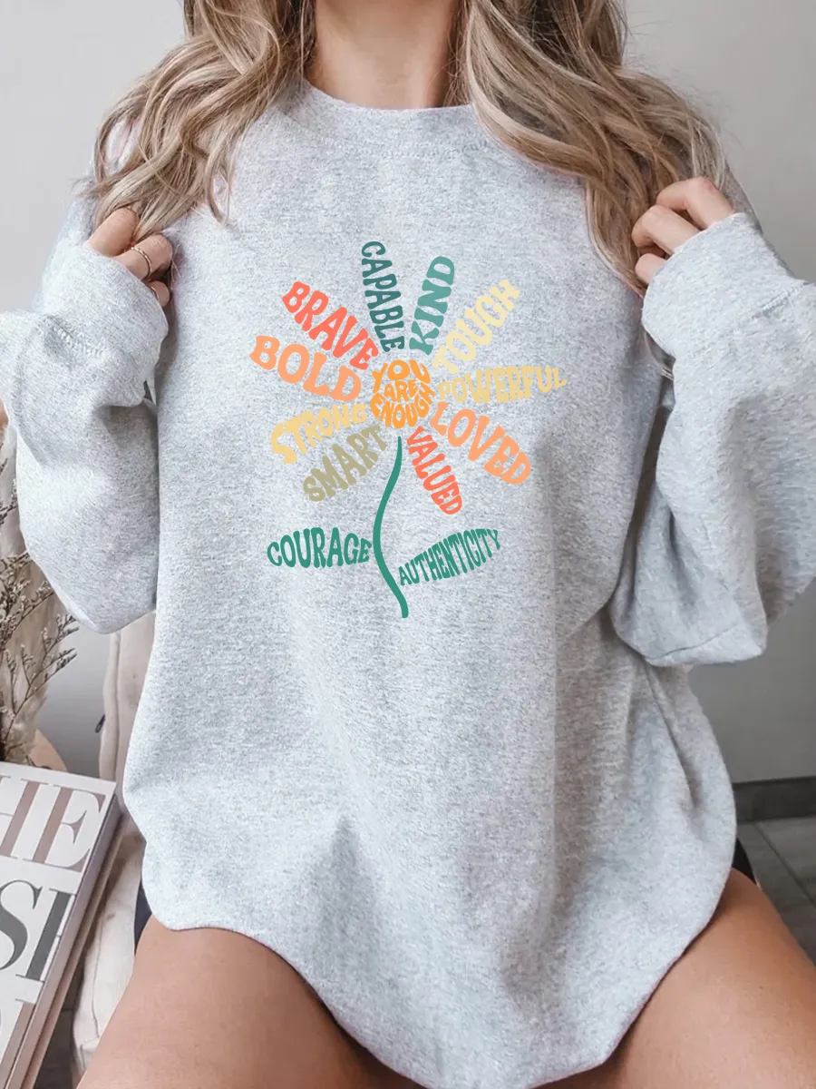 Vintage You Are Enough Oversize Graphic Sweatshirt