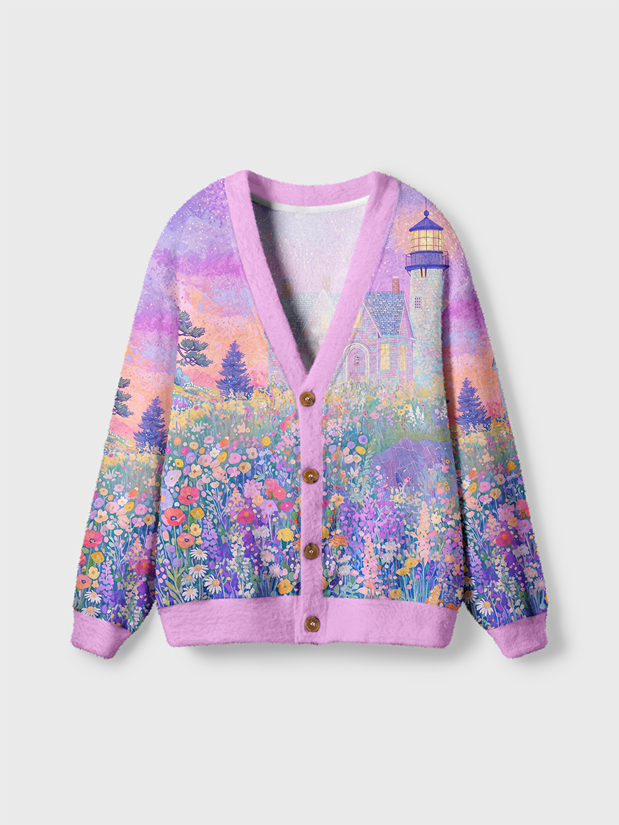 Vintage Dreamy Aesthetic Illustration Cardigan Sweaters