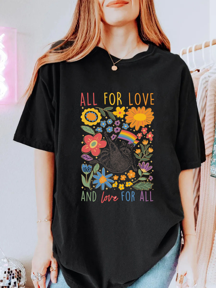 Vintage All For Love And Love For All  Oversize Graphic Tee