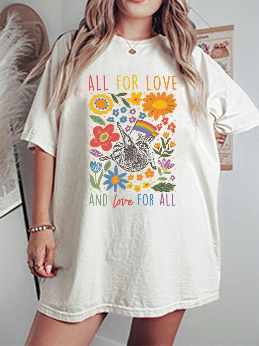 Vintage All For Love And Love For All  Oversize Graphic Tee
