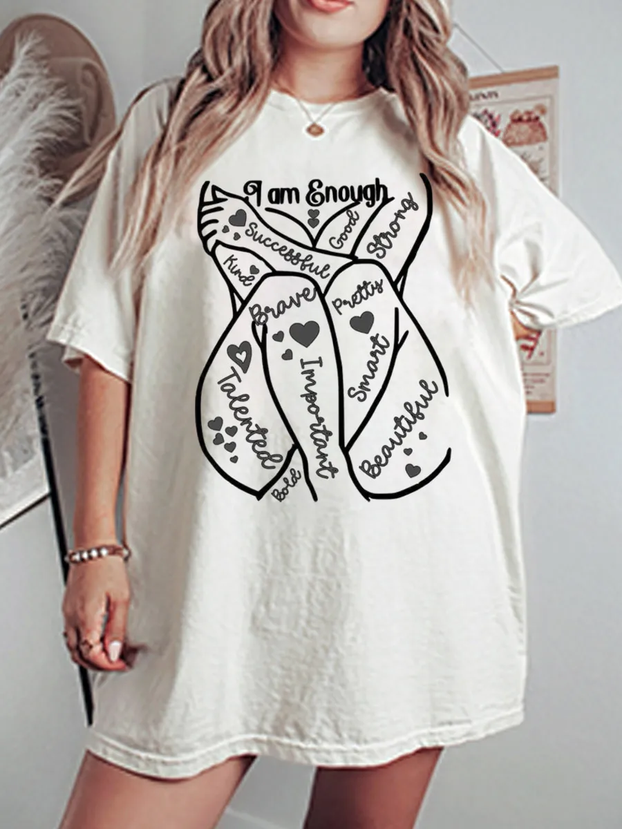 Vintage I Am Enough Oversize Graphic Tee