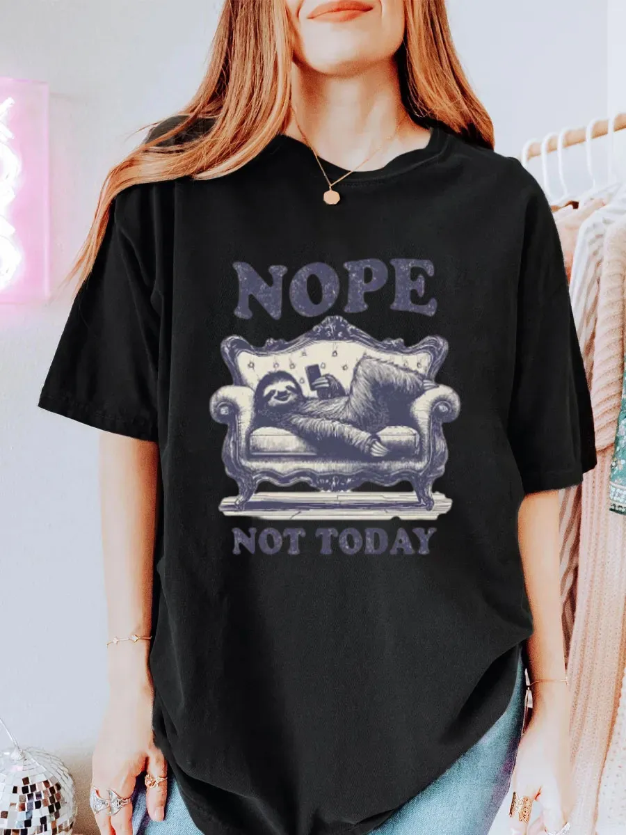 Vintage Nope Not Today Oversize Graphic Tee