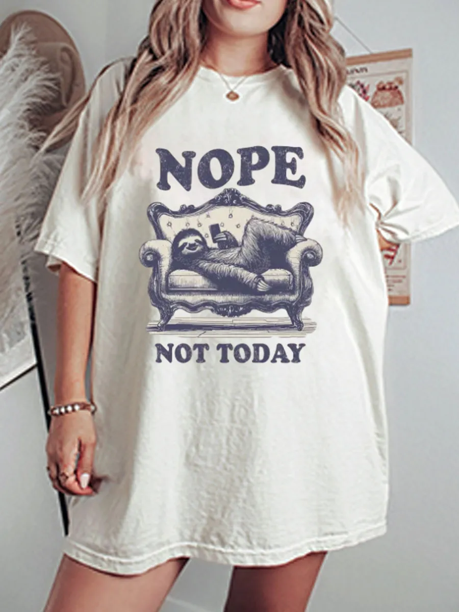 Vintage Nope Not Today Oversize Graphic Tee