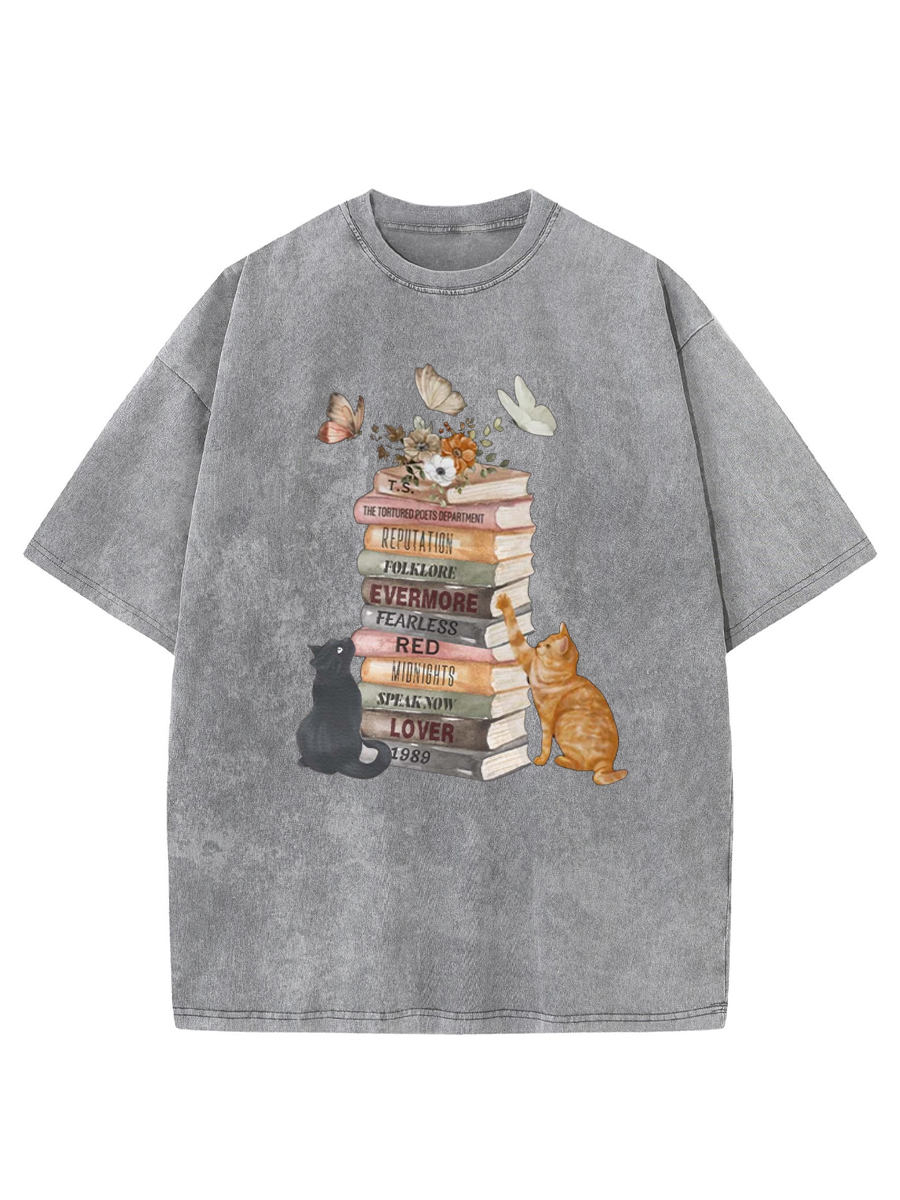 Vintage Albums As Books Washed T-Shirt