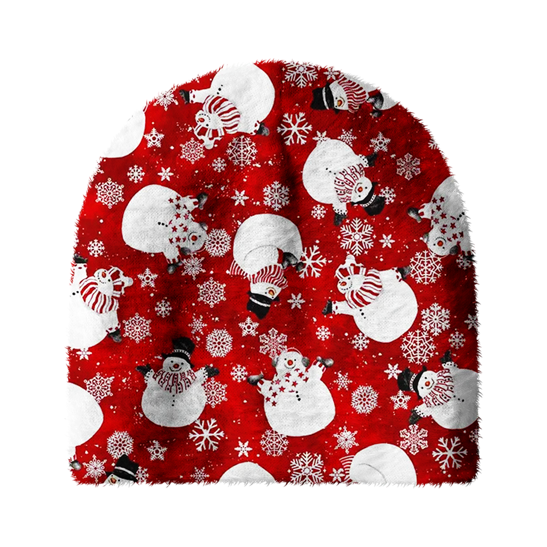 Snowmen With Scarves And Hats Cozy Fuzzy Beanie