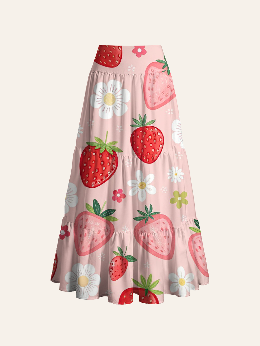 Summer Strawberry Convertible Maxi Skirts