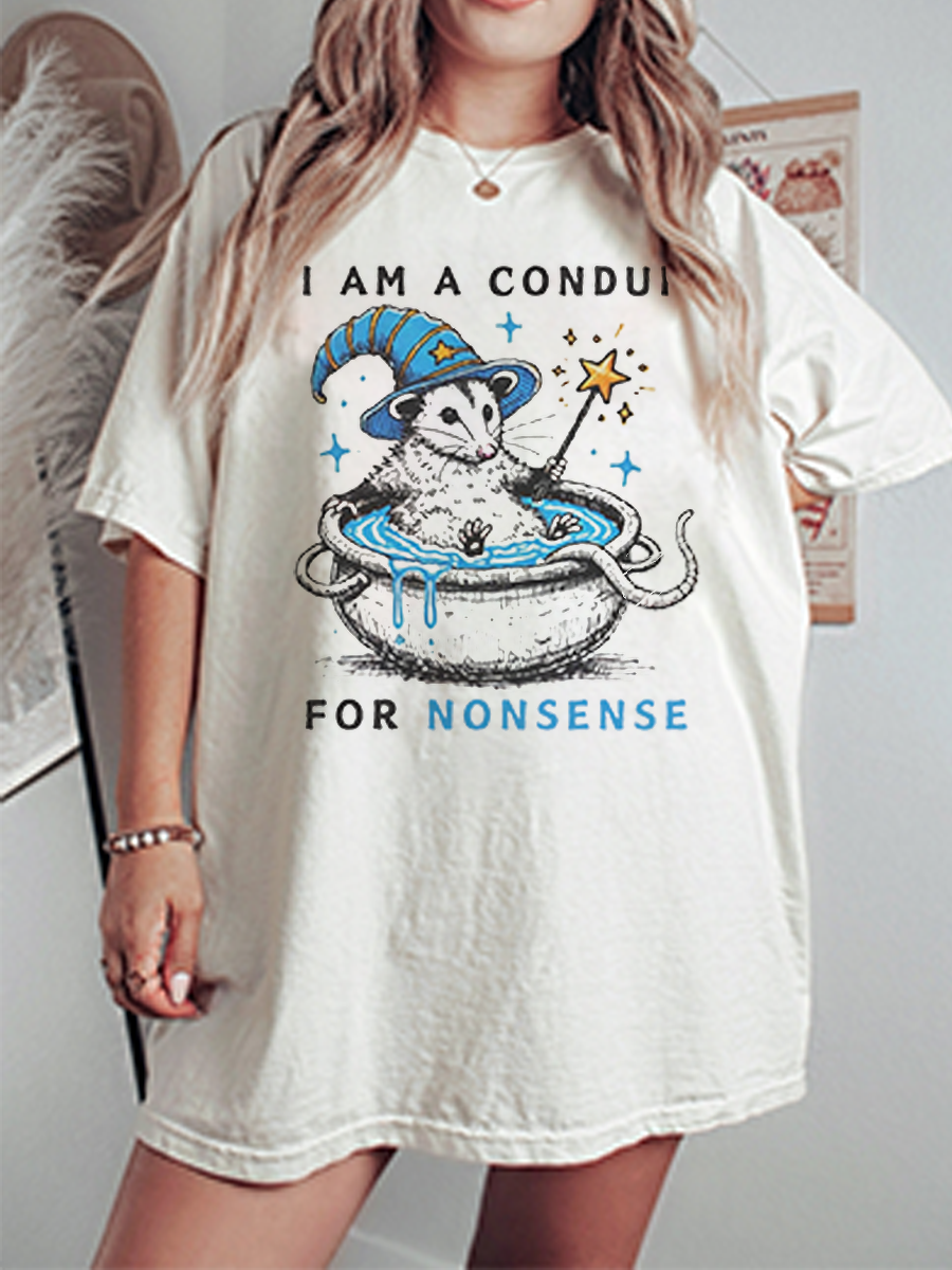 Vintage I Am A Conduit For Nonsense Oversize Graphic Tee