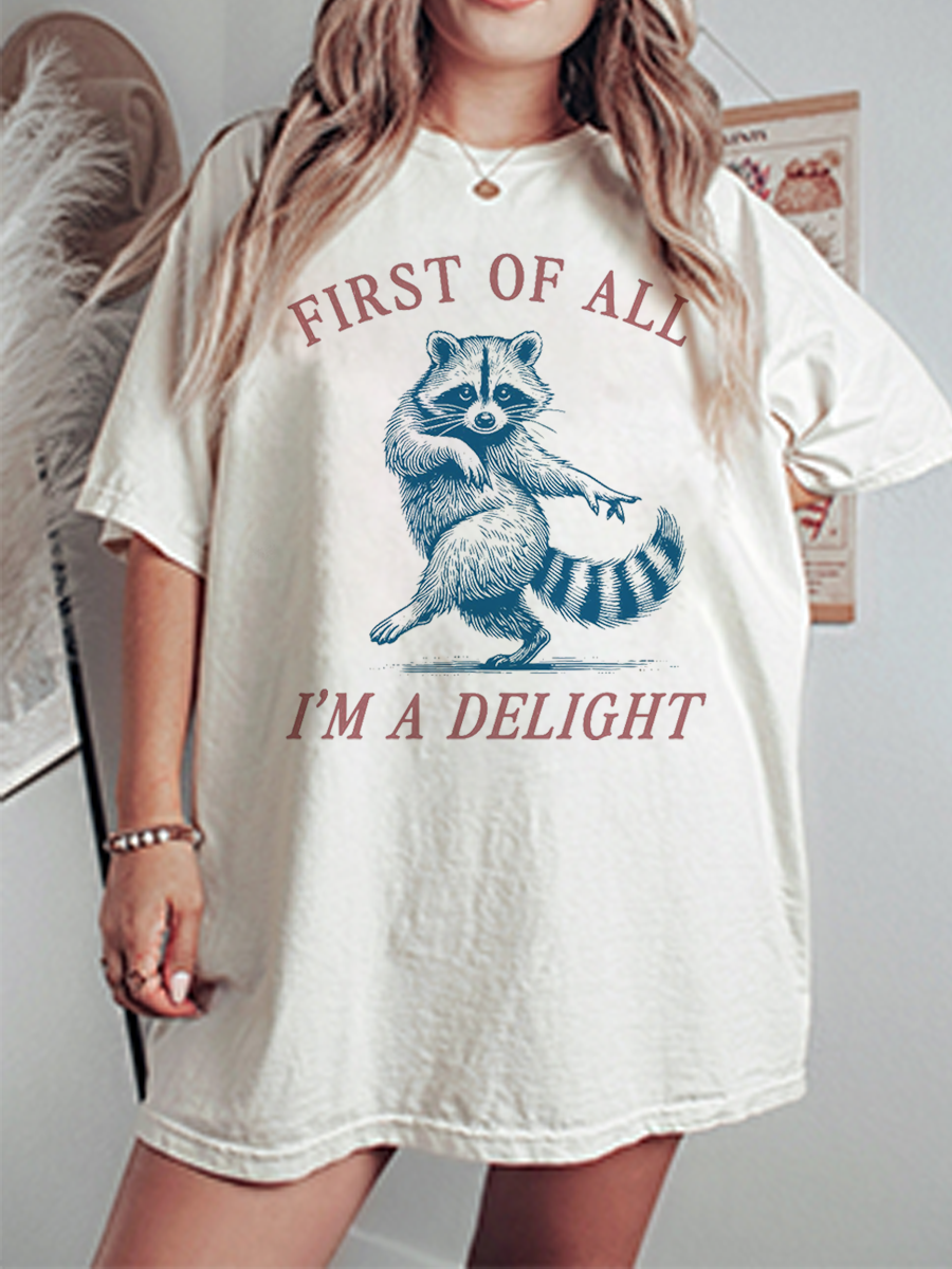 Vintage First Of All, I'M A Delight Oversize Graphic Tee