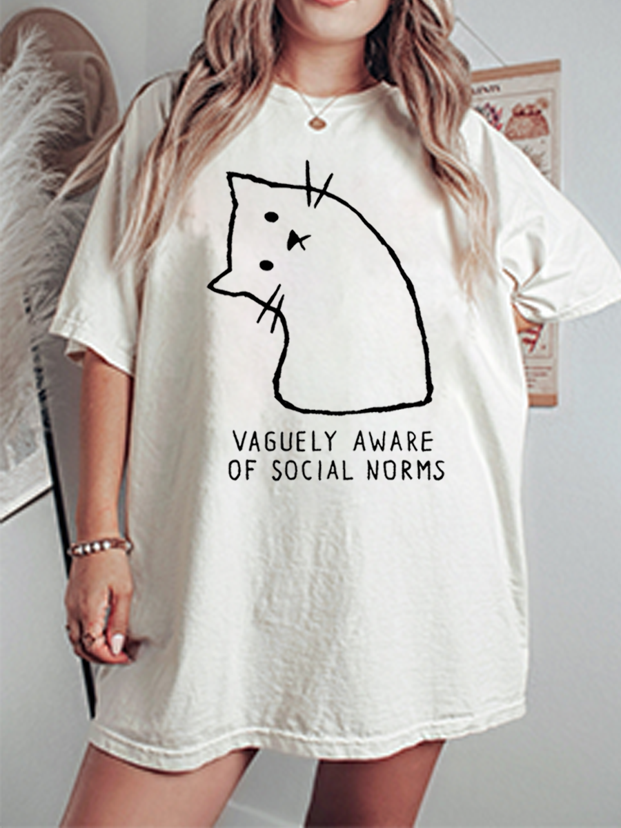 Vintage Vaguely Aware Of Social Norms Oversize Graphic Tee