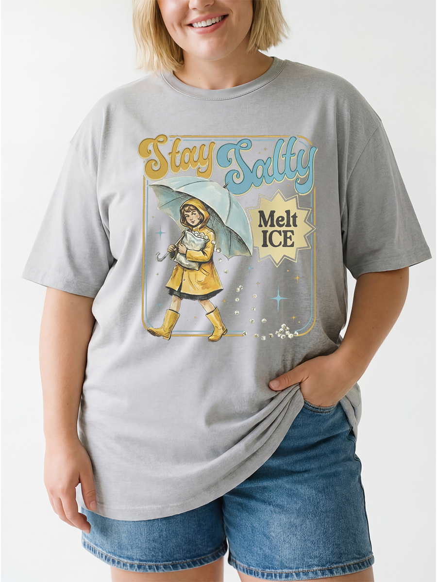 Vintage Anti Ice Stay Salty Oversize Graphic Tee