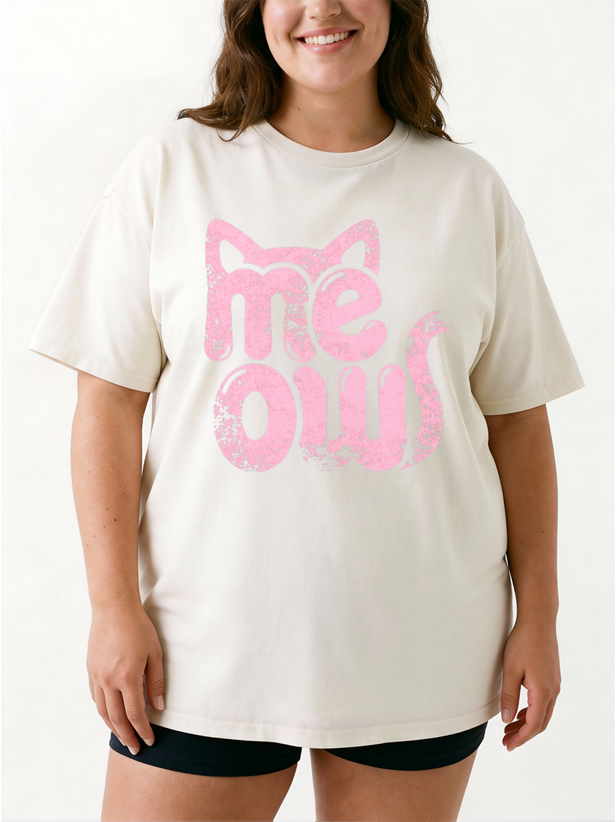 Vintage Meow Cat Oversize Graphic Tee
