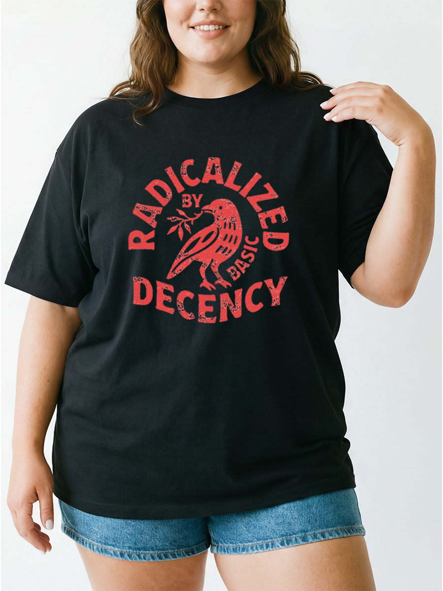 Vintage Basic Decency Bird Oversize Graphic Tee