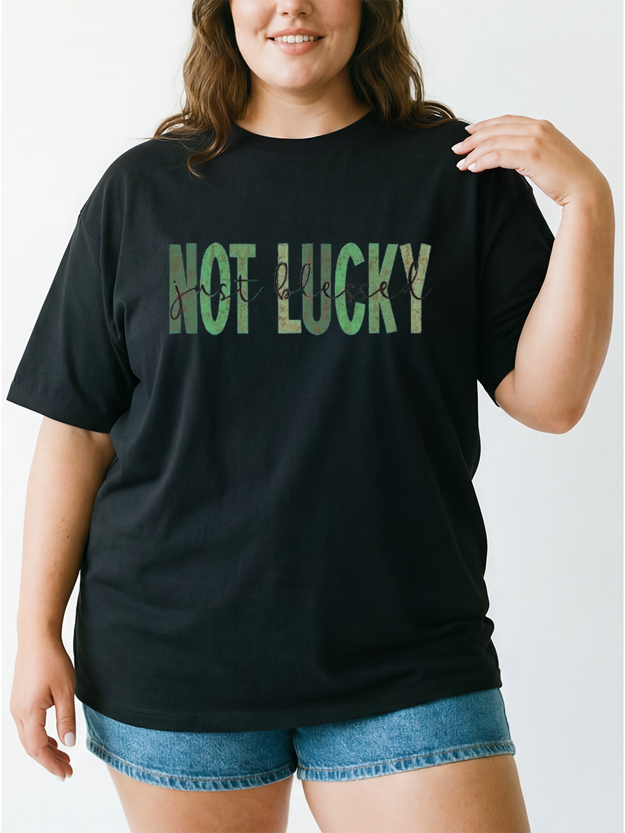 Vintage Not Lucky Just Blessed Oversize Graphic Tee