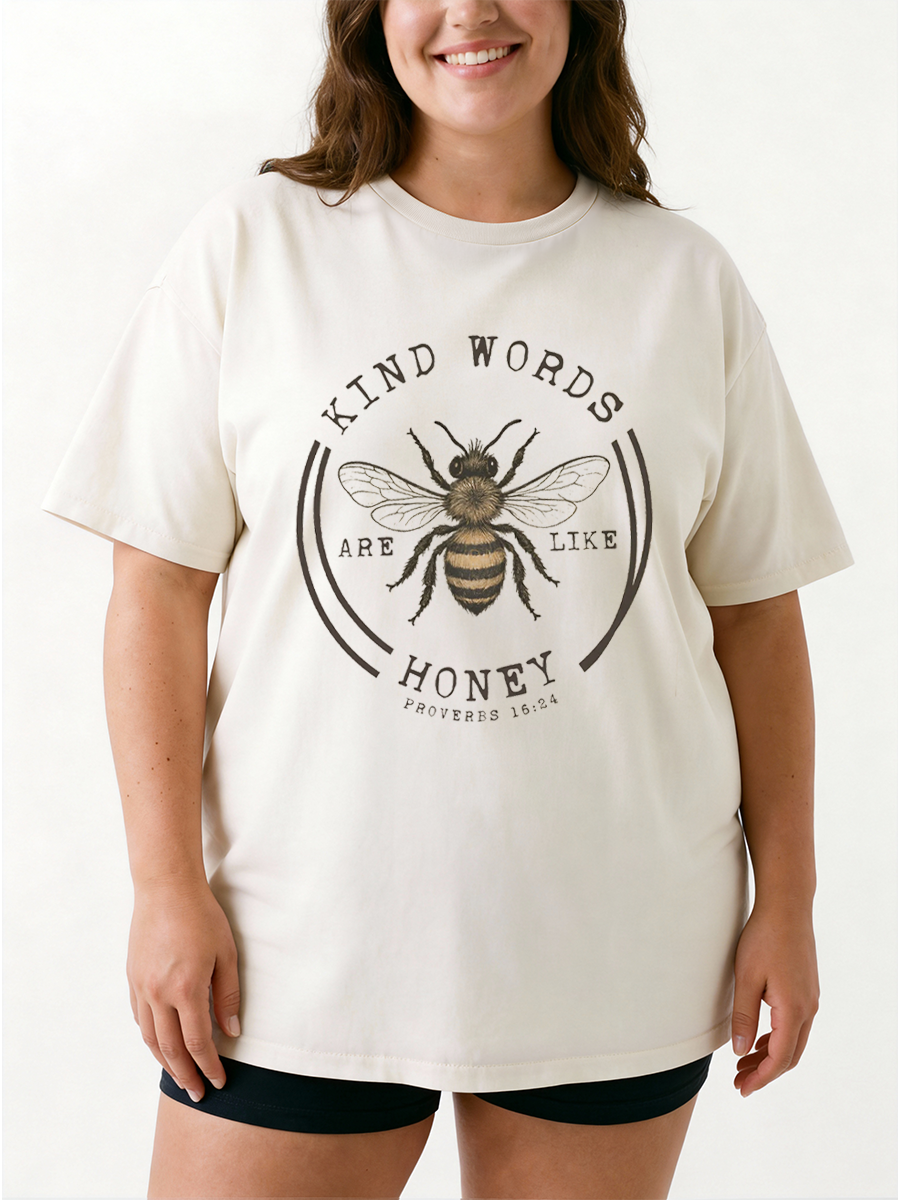 Vintage Kind Words Are Like Honey Oversize Graphic Tee