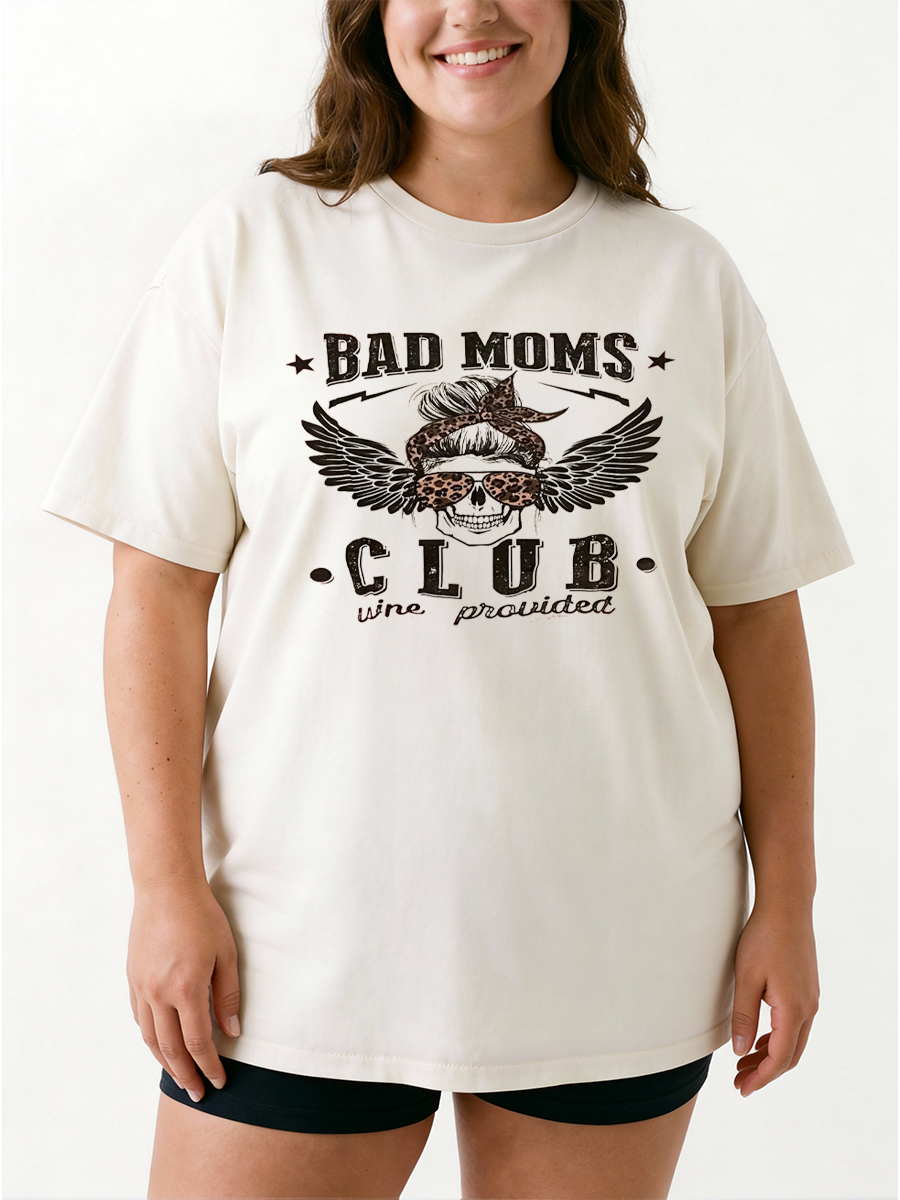 Vintage Bad Moms Club Oversize Graphic Tee