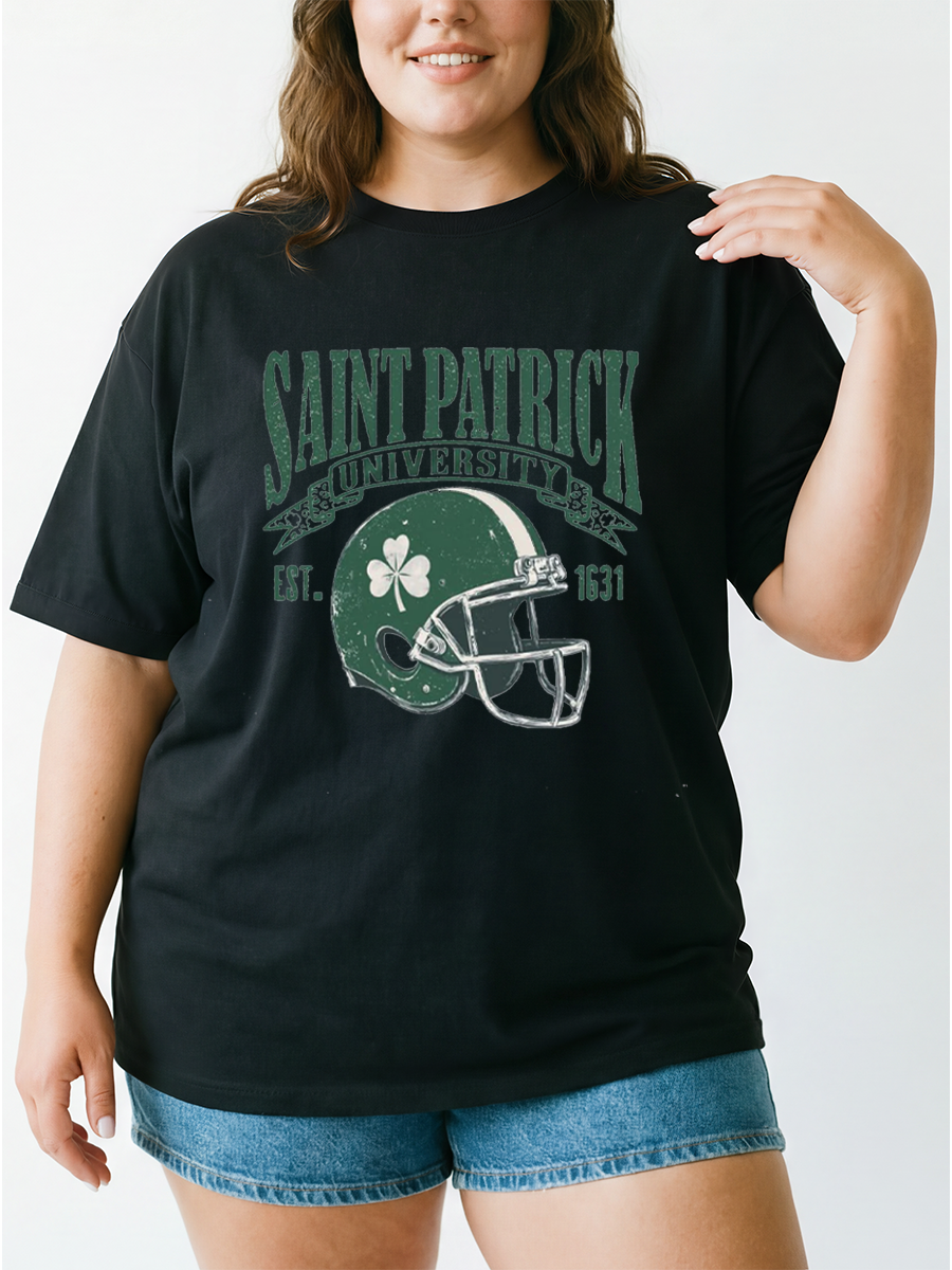 Vintage Saint Patrick University Oversize Graphic Tee