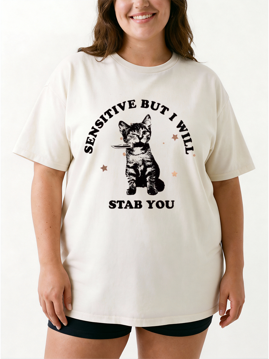 Vintage Cat Oversize Graphic Tee