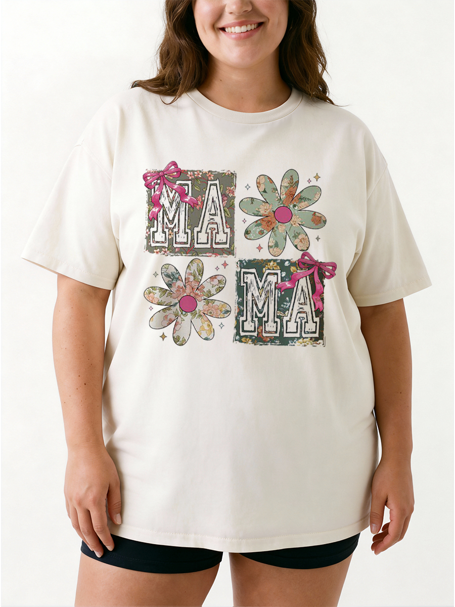 Vintage Floral Mama Coquette Oversize Graphic Tee