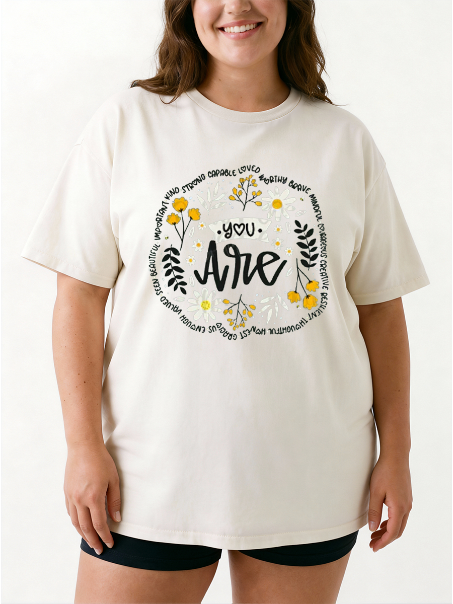 Vintage You Are Floral Oversize Graphic Tee