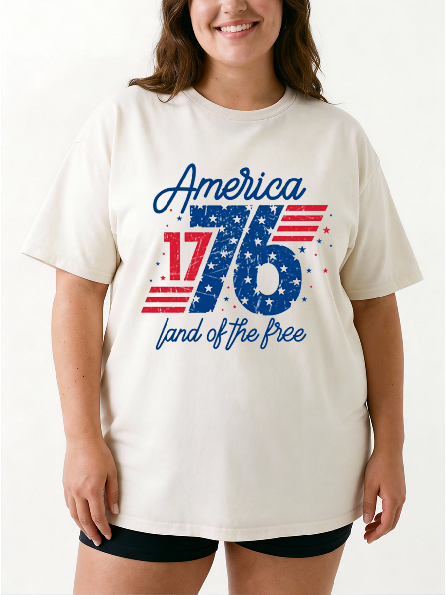 Vintage America 1776 Land Of The Free Oversize Graphic Tee