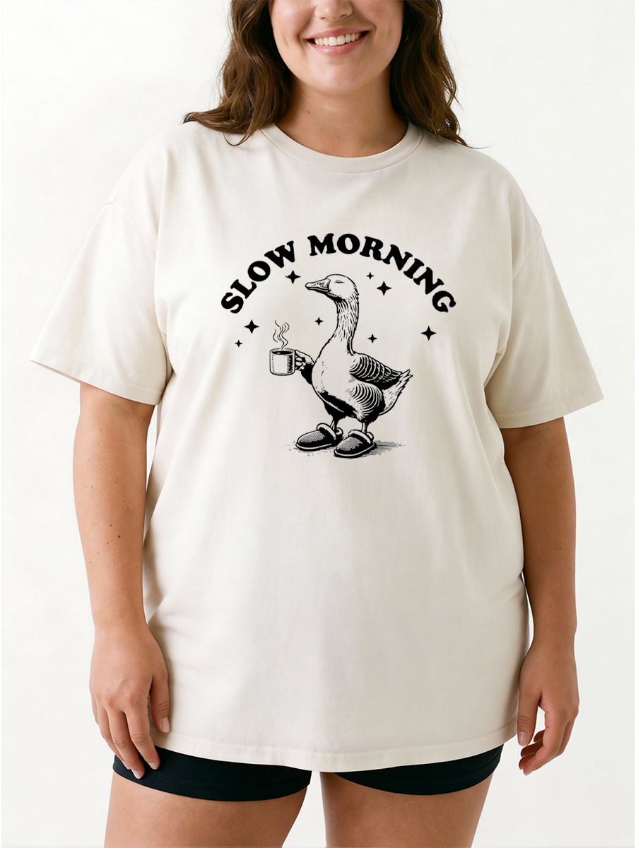 Vintage Slow Mornings Club Duck Oversize Graphic Tee