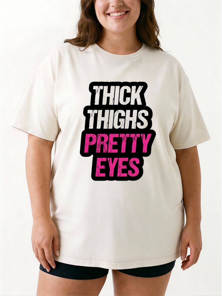 Vintage Thick Thighs Pretty Eyes 250 Oversize Graphic Tee