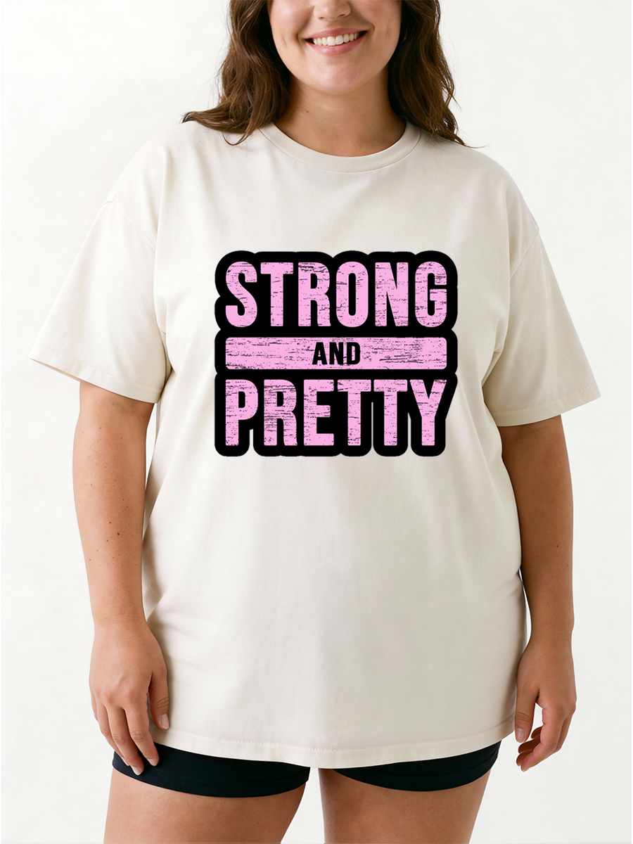 Vintage Strong And Pretty Sticker Vintage Oversize Graphic Tee