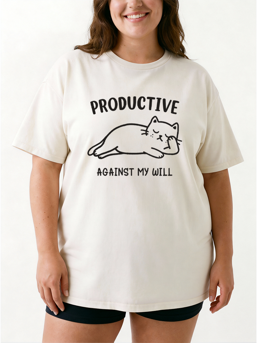 Vintage Productive Against My Will Oversize Graphic Tee