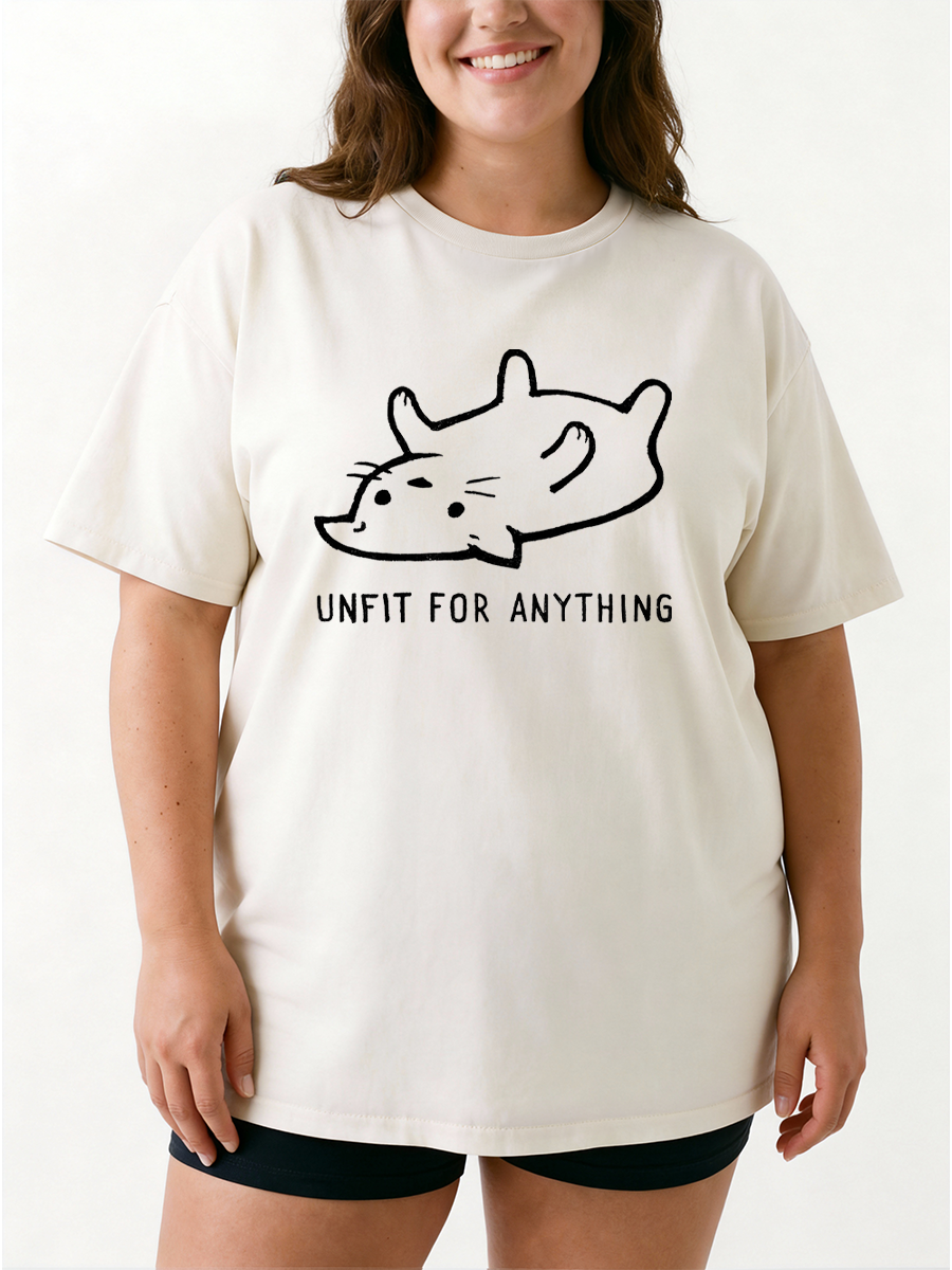 Vintage Unfit For Anything Oversize Graphic Tee