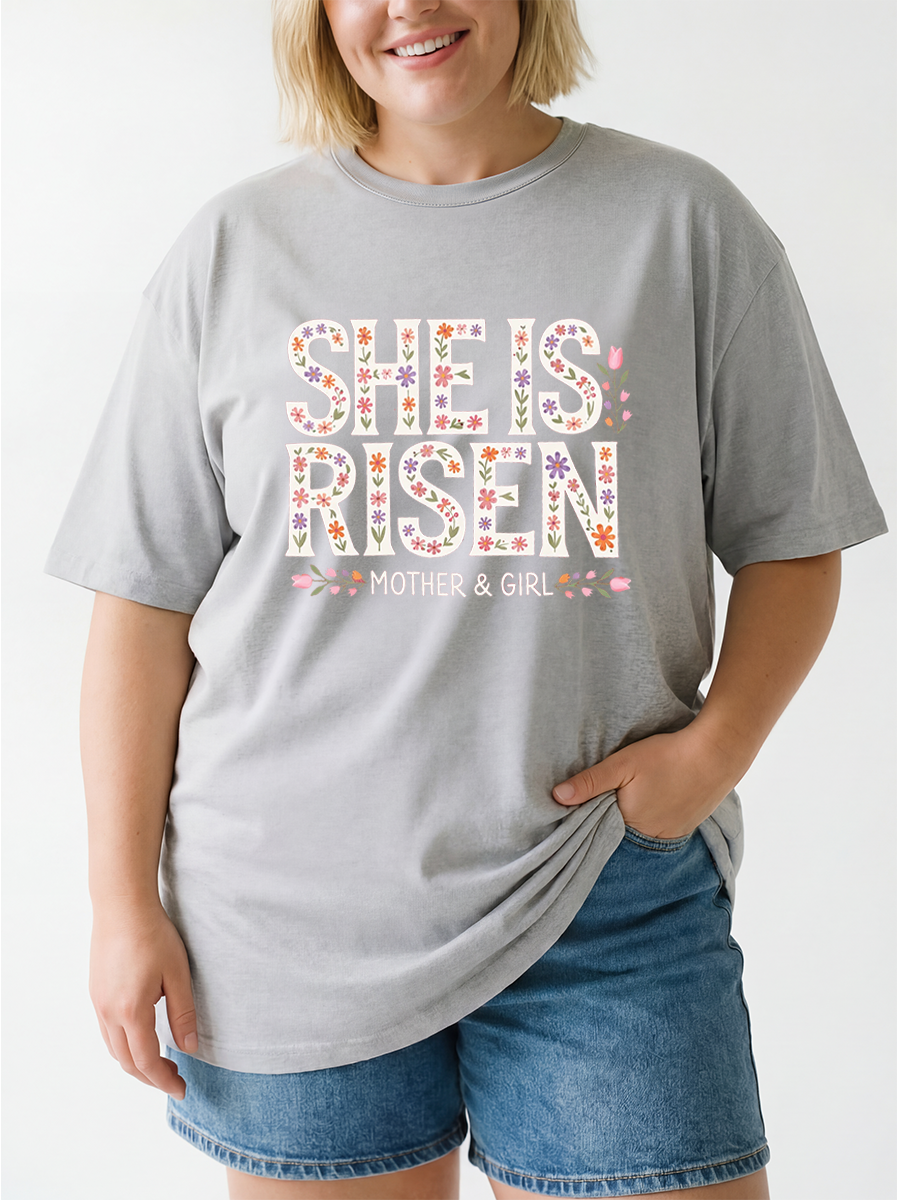 Vintage She Is Risen Oversize Graphic Tee