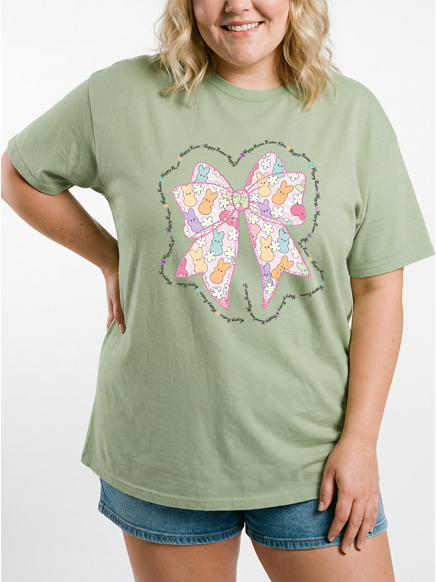 Vintage Cute Coquette Bunny Oversize Graphic Tee