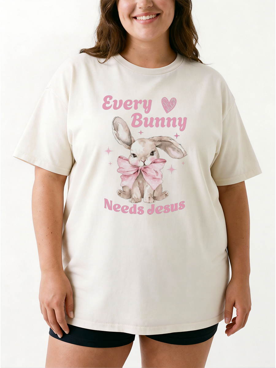 Vintage Every Bunny Needs Jesus Tee Oversize Graphic Tee