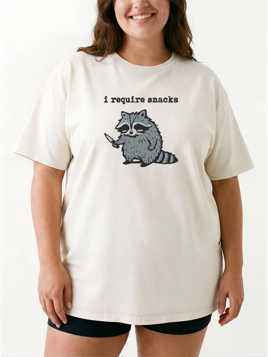 Vintage I Require Snacks Oversize Graphic Tee