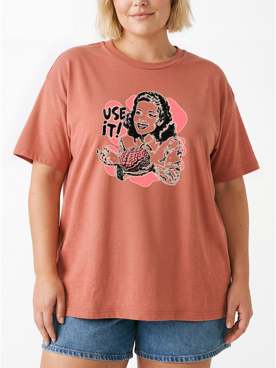 Vintage Use Your Brain Oversize Graphic Tee
