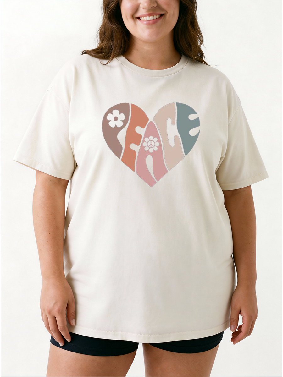 Vintage Groovy Peace Oversize Graphic Tee