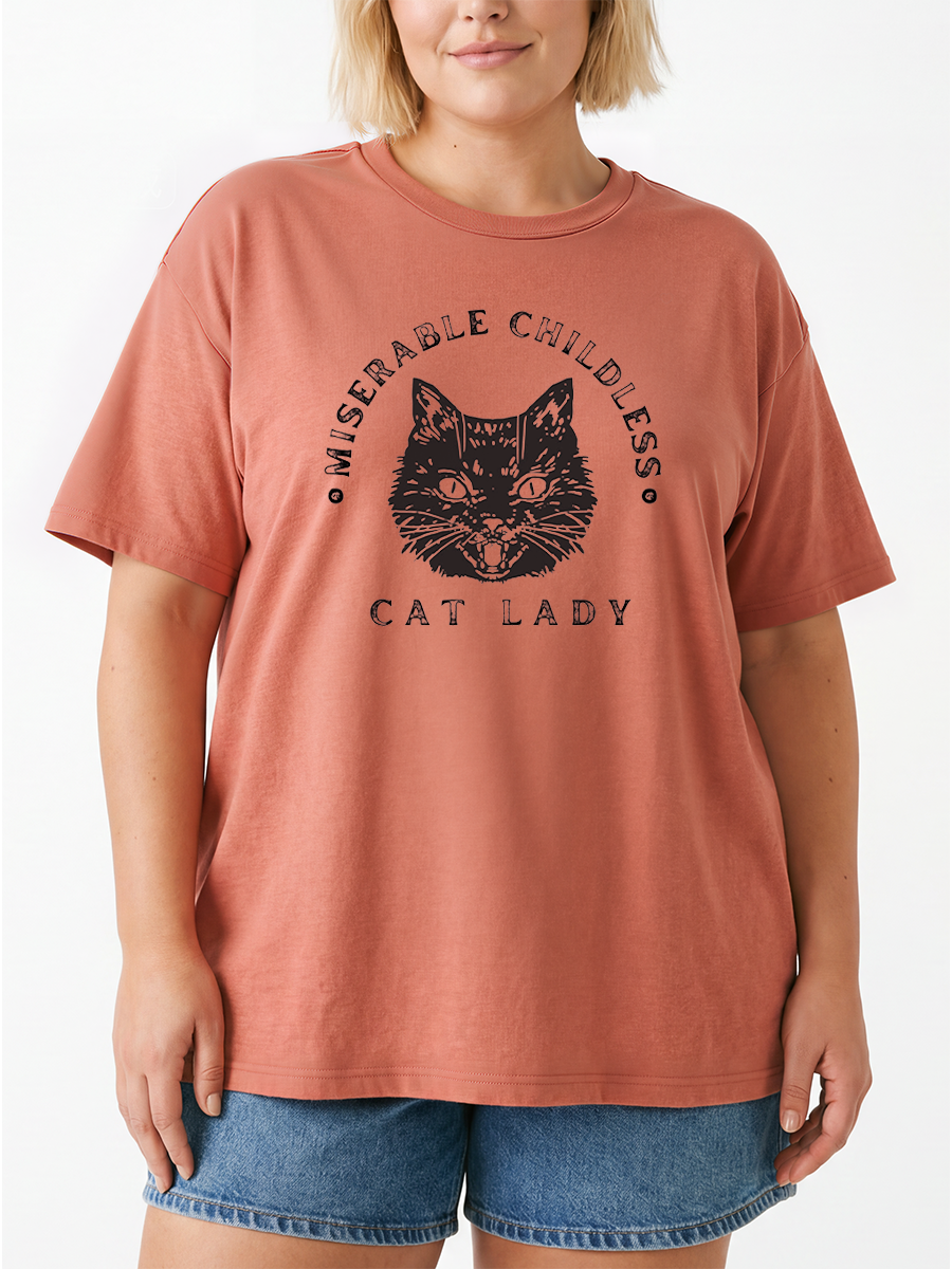 Vintage Childless Cat Lady Oversize Graphic Tee