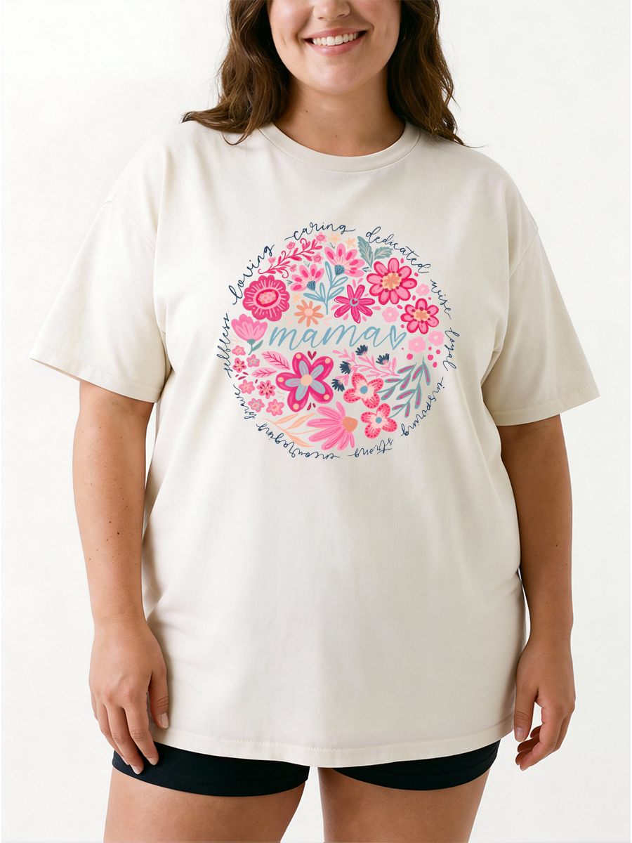 Vintage Boho Floral Mama Oversize Graphic Tee