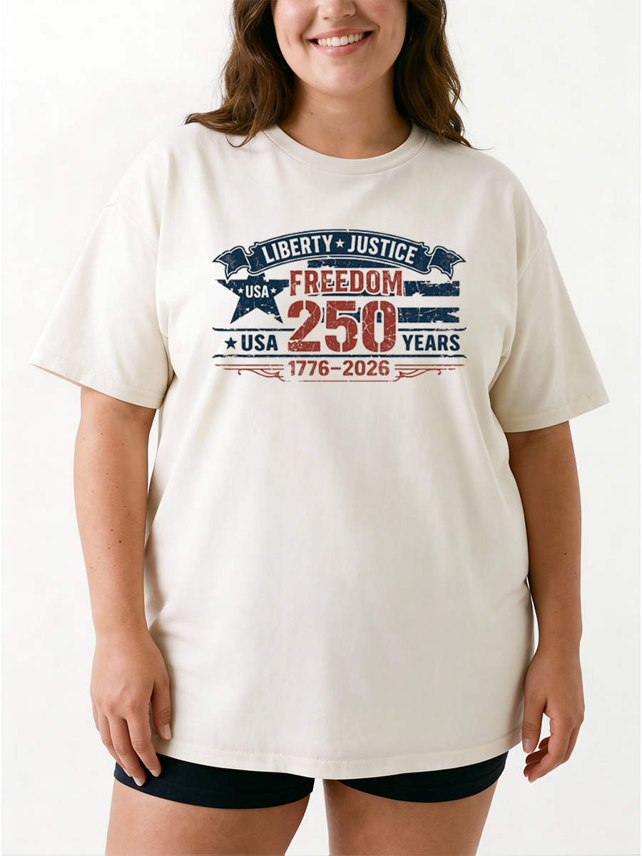 Vintage Usa 250 Years Freedom Oversize Graphic Tee