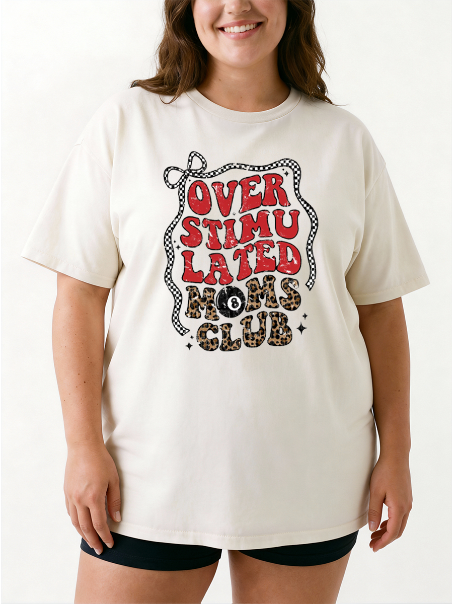 Vintage Overstimulated Moms Club Oversize Graphic Tee