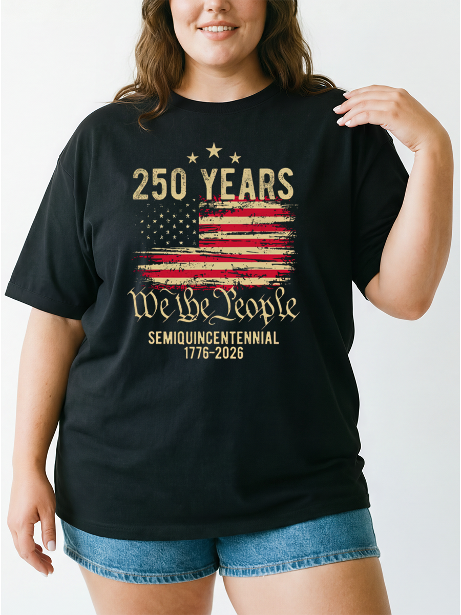 Vintage American Semiquincentennial 1776 2026 Oversize Graphic Tee