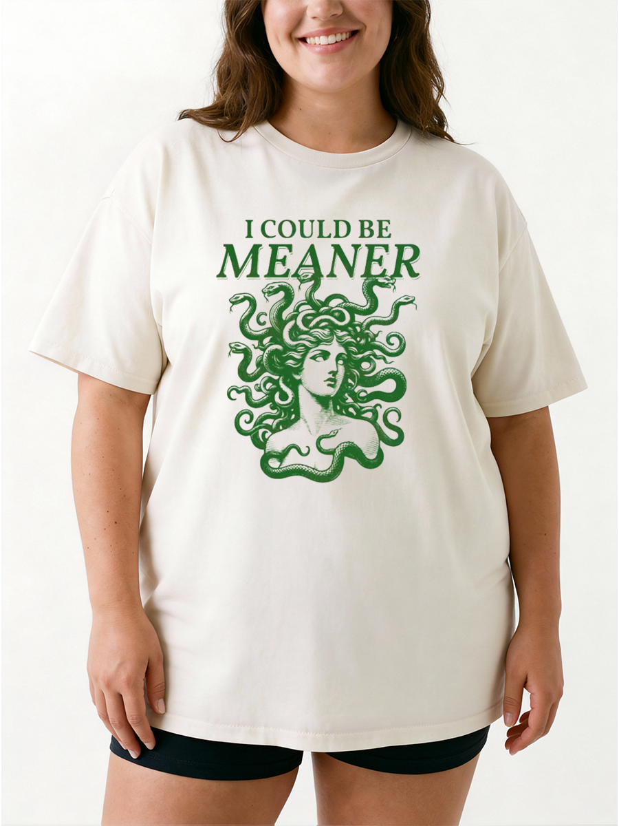 Vintage  I Could Be Meaner Adult Humor Oversize Graphic Tee
