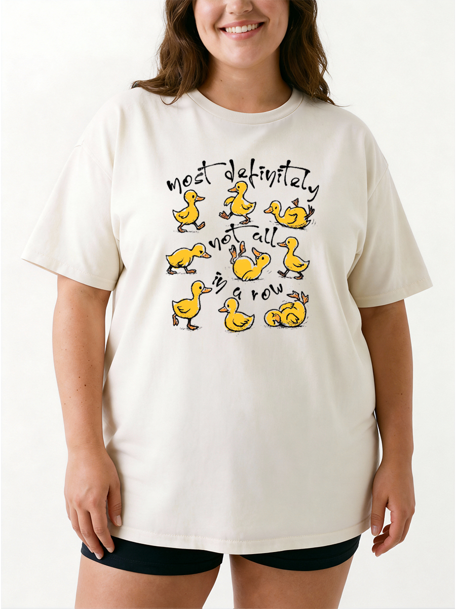Vintage Funny Ducks Not All In A Row Oversize Graphic Tee