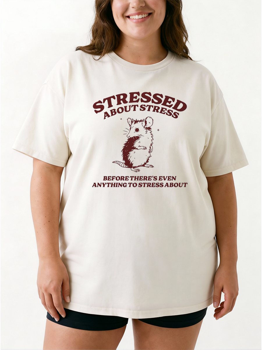 Vintage Stressed About Stress Before There'S Anthing To Stress About Oversize Graphic Tee