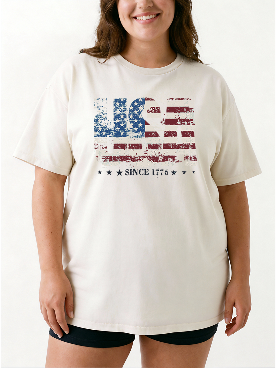 Vintage Usa Since 1776 Oversize Graphic Tee